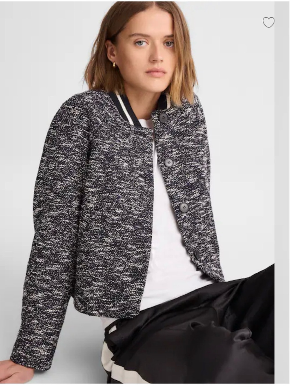 Textured Black & White Women's Jacket - Modern Collar